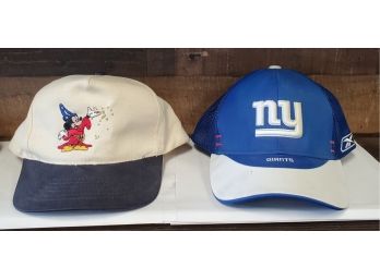 Fantasia Wizard Mickey Mouse Disney Promo Hat & NFL Player Preseason Draft NY  Giants Hat