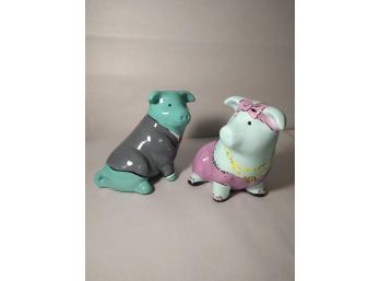 Well-dressed Ceramic Pig Couple