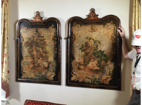 Fabulous Antique Style VERY LARGE Wall Plaques - Fantastic Distressed / Craquelure Finish AMAZING PIECES !