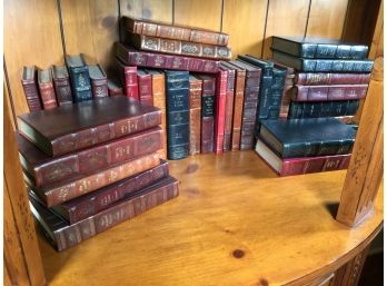 Absolutely Phenomenal Group Of 36 ANTIQUE STYLE Leather Bound Books - Paid $39 EACH - YES EACH !