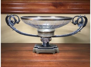 Stunning Large Cut Crystal & Bronze Mounted Neoclassical Style Center Bowl / Centerpiece