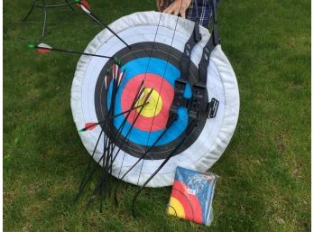 Great BOW & ARROW / ARCHERY Set - Two (2) Bows - Ten (10) Arrows Plus Target And Extra Brand New Target
