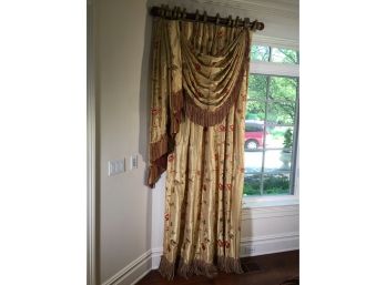 Fabulous Pair Of VERY Tall Drapes / Swags With Ornate Rod, Rings And Mounting Hardware ALL FOR ONE BID !