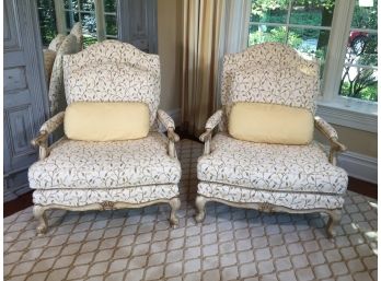 Stunning Louis XV French Armchair - HIGHLAND HOUSE - Custom Upholstery & Pillows - Paid $2,675 Each - 1 Of 2
