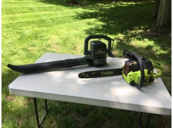 Great POULAN 16' Bar Model 2150 Gas Powered Chain Saw & BLACK & DECKER Electric Leaf Blower - TWO FOR ONE !