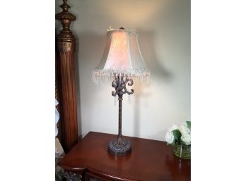 Lovely Pair Of Whimsical & Decorative Lamps With Crystals & Shades - Excellent Condition - BIDDING ON PAIR !