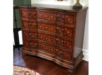 Stunning Antique Inlaid Style Four Drawer Chest With Brass Hardware & Bun Feet - Great Condition Paid $2,995