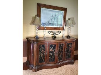 Absolutely Stunning LARGE Server / Sideboard With Custom Distressed Hand Painted Floral Doors - Paid $3,995