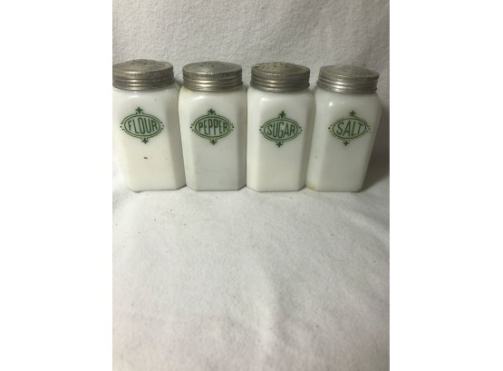 Milk Glass Shaker Set, Vintage