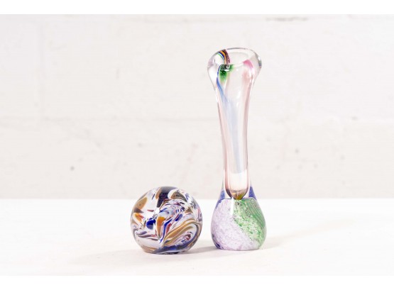 Pair Of Venetian Glass Items