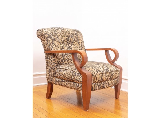 Contemporary Style Armchair In Tiger Print Upholstery