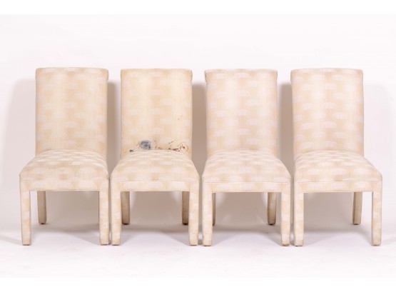 Set Of Four Ivory Upholstered Parsons Chairs