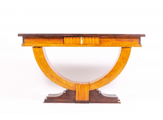 Exquisite French Art Deco Maple Console Table