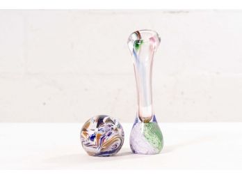 Pair Of Venetian Glass Items