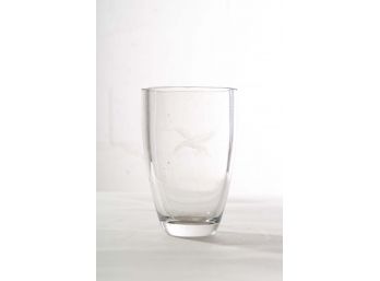 Thick Glass Vase Etched With Eagle Design