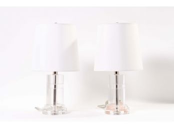 Pair Of Clear Glass Table Lamps