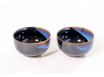 Pair Of Glazed Pottery Bowls