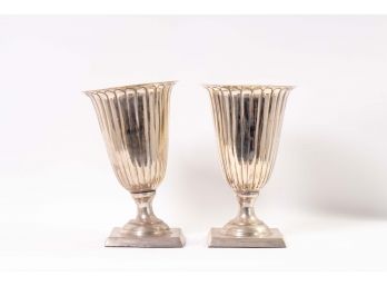 Pair Of Indian Silver Plated Vases