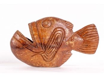 Carved Hardwood Piranha Sculpture