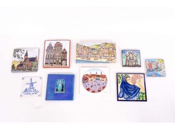 Collection Of Nine Tiles From Different Parts Of Europe