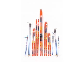Set Of Five Landsem Skis & Ski Poles For The Whole Family