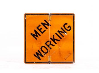 Metal Construction Sign Men Working