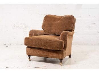 Brown Corduroy Upholstered Armchair