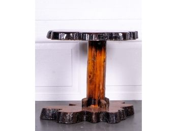 Raw Cut Wooden Slab Accent Table