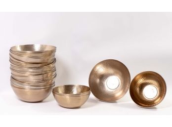Numerous Hammered Copper Serving Bowls