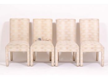 Set Of Four Ivory Upholstered Parsons Chairs