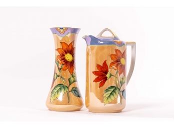 Japanese Lusterware Pitcher & Vase