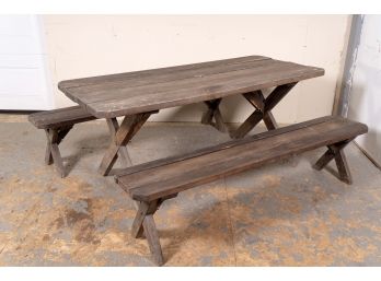 Wooden Picnic Table With Benches