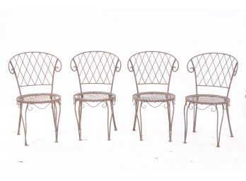 Set Of Four Metal Bistro Chairs