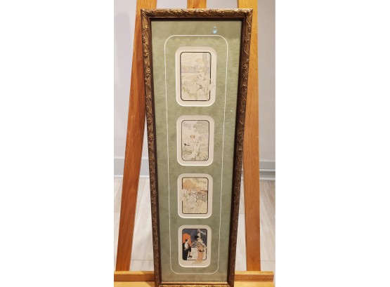 4- Print Framed Artwork Depicts The Four Seasons In French