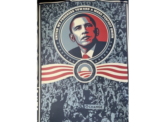 Two Original Obama Presidential Posters In A Protective Tube