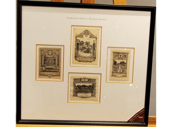 Framed Collection Of Four Garden Motif Bookplates. From James M. Goode Collection.
