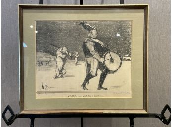 French Artist Honore Daumier Framed Lithograph Political Cartoon