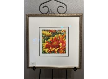 Framed Floral Giclee Titled Fireball By Local Artist Lisa Tavolacci