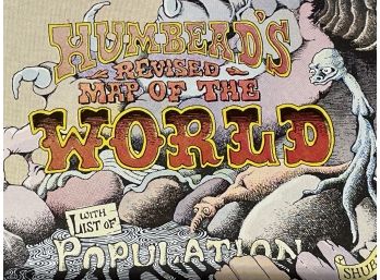 Humbeads Revised Map Of The World Lithograph Poster Copyright 1970