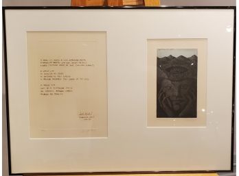 Signed Limited Edition Original Etching & Poem #50/130 By Knud Horten.  Templehuse, Wien April, 1979