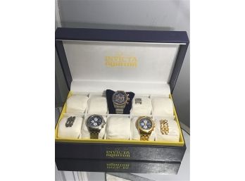 Collection Of INVICTA Aviator Watches With Display Case