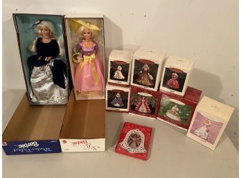 Assortment Of Barbie Ornaments And Dolls