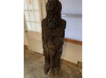 70' Chainsaw Carving Of Life Size Woodsman Hunter