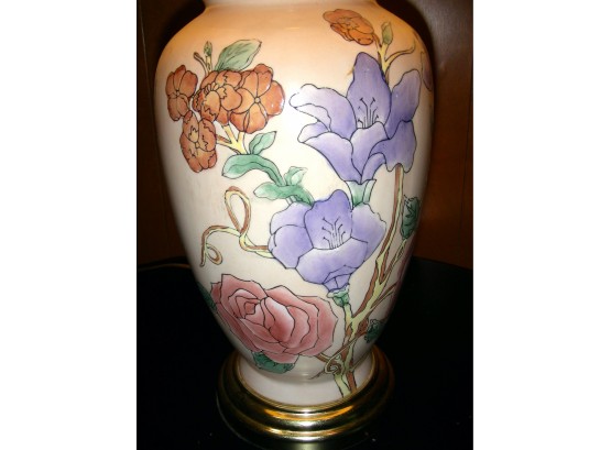 Floral Design Ceramic Table Lamp With Shade