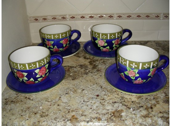 Set Of 4 Oversized Cups And Saucers From Crate And Barrel