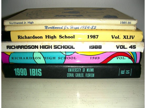 6 Yearbooks Annuals: Northwood Jr. High, Richardson High School, University Of Miami