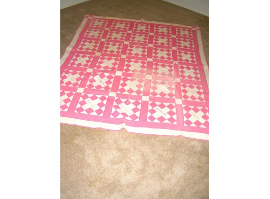 Vintage Quilt Signed By Quilters