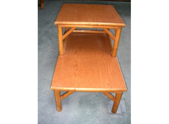 Vintage Rattan Step Table