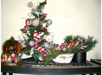 Christmas Decorations: Snow Globe, 25' H Tree,  Sled And More