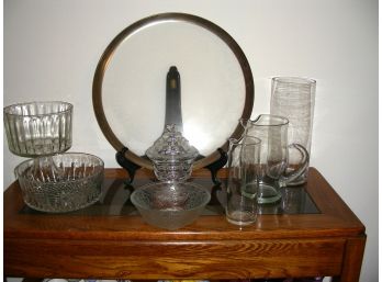 Glass Bowls, Pitchers, And Serving Platter (8 Pieces)
